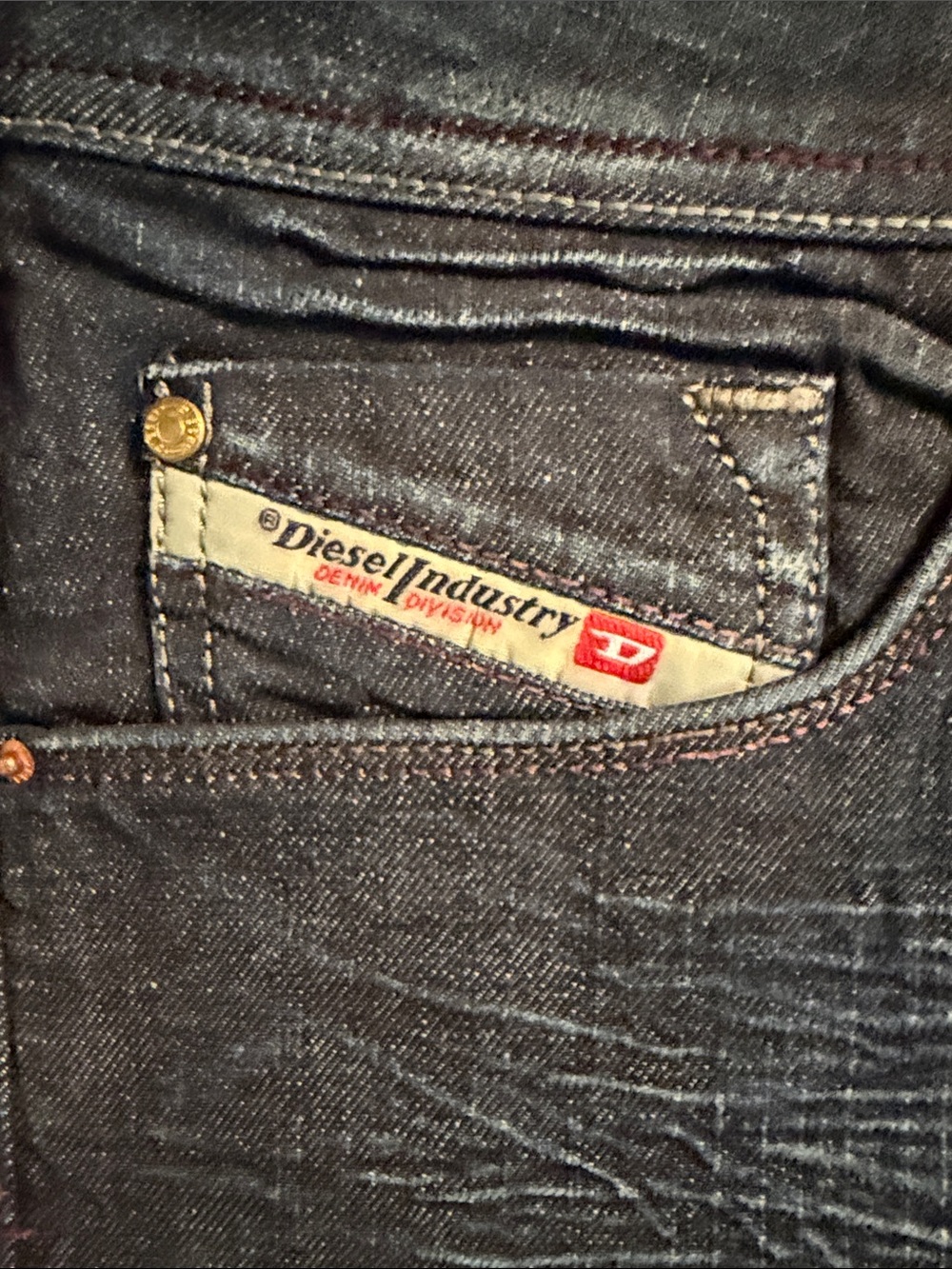 Diesel Industry Men's Dark Blue Straight Fit Jeans - Picture 3 of 12